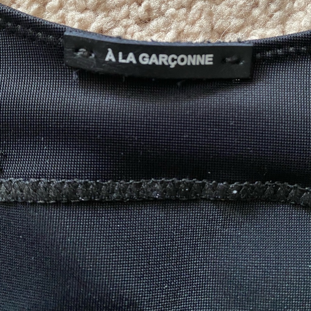 A La Garconne- Black Lace Mini Crop Top With Satin Back — image 2 of 6